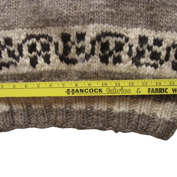 Vintage 80s Genuine Cowichan Indian Knit Cardigan Snowflake Sweater Wool Sz S-M - Picture 8 of 8